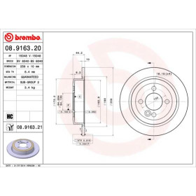 BREMBO Brzdový kotúč plny Ø259mm  08.9163.21_thumb2