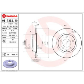 BREMBO Brzdový kotúč plny Ø261mm  08.7352.11_thumb2