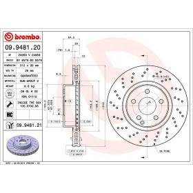 BREMBO Brzdový kotúč dierovane/vnutorne chladene Ø312mm  09.9481.21_thumb2