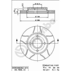 BREMBO Brzdový kotúč drazkovany Ø258mm  09.7806.75_thumb2