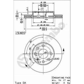 BREMBO Brzdový kotúč drazkovany Ø240mm  09.8635.75_thumb2