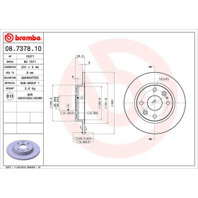 BREMBO Brzdový kotúč plny Ø231mm  08.7378.10_thumb2