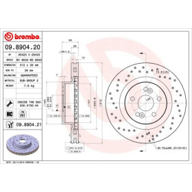 BREMBO Brzdový kotúč dierovane/vnutorne chladene Ø312mm  09.8904.21_thumb2