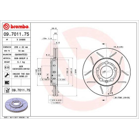 BREMBO Brzdový kotúč drazkovany Ø256mm  09.7011.75_thumb2