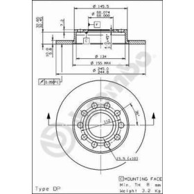 BREMBO Brzdový kotúč Ø245mm  08.9136.11_thumb2