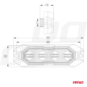 AMIO Výstražné osvetlenie oranžové 4x3W LED R65 R10 12/24V IP6K9K AMIO-03929_thumb5