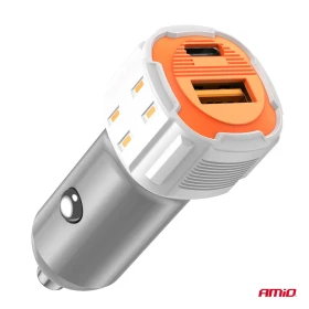 AMiO Nabíjačka do auta USB-A + USB-C 38W 12/24V_thumb5