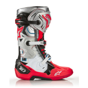 topánky TECH 10 limitovaná edícia VISION, ALPINESTARS (čierna/biela/strieborná/červená fluo/modrá, veľ. 47)_thumb2