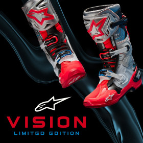 topánky TECH 10 limitovaná edícia VISION, ALPINESTARS (čierna/biela/strieborná/červená fluo/modrá, veľ. 47)_thumb4