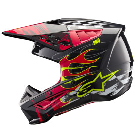 prilba S-M5 RASH, ALPINESTARS (tmavo šedá/červená fluo, veľ. M)_thumb2