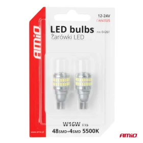 AMiO LED žiarovky CANBUS T15 W16W 48SMD 4SMD 3014 3030 Biela 12V 24V_thumb5