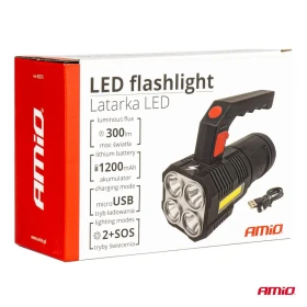AMIO LED pracovná baterka 4LED + COB 1200mAh_thumb7