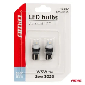 AMIO LED žiarovky 360 Pure Light Series STANDARD T10 W5W 2x3020 SMD White 12V/24V_thumb5