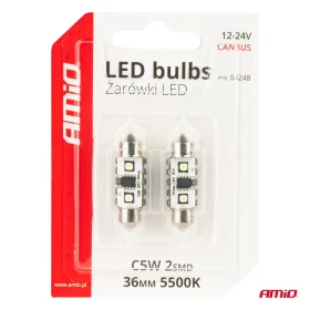AMIO LED žiarovky CANBUS 12SMD Festoon C5W 3838 36mm White 12/24V_thumb5