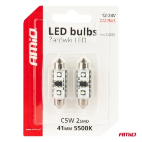 AMIO LED žiarovky CANBUS 12SMD Festoon C5W 3838 41mm White 12/24V_thumb5