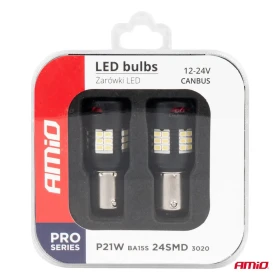 AMIO LED žiarovky CANBUS PRO series BA15S P21W R10W R5W 24x3020 SMD FAN White 12V/24V_thumb5