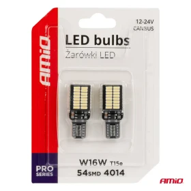 AMIO LED žiarovky CANBUS PRO series T15e W16W 54x4014 SMD White 12V/24V_thumb5