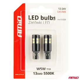 AMIO LED žiarovky CANBUS T10 W5W 13 SMD 3030 White 12V/24V_thumb5