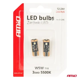 AMIO LED žiarovky CANBUS T10 W5W 3SMD 3838 White 12V/24V_thumb5