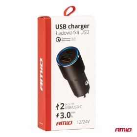 AMIO Hliníková nabíjačka do auta PCH PRO-08 USB-C+USB 38W 12/24V_thumb5