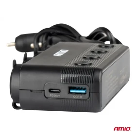 AMIO Štvornásobná predlžovacia zásuvka PD30W QC3.0 12/24V max 216W_thumb4
