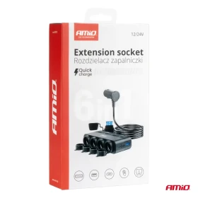 AMIO Štvornásobná predlžovacia zásuvka PD30W QC3.0 12/24V max 216W_thumb5