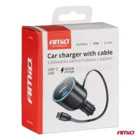 AMIO Rýchla autonabíjačka 3.0 s 30W C navíjacím káblom PD20W_thumb5