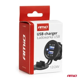 AMIO Vodotesná nabíjačka s modrým LED indikátorom 4,2A 2xUSB 12/24V_thumb5