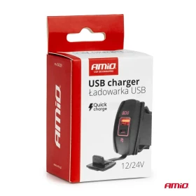 AMIO Vodotesná nabíjačka na telefón v tvare lode s ČERVENÝM LED podsvietením USB_thumb5
