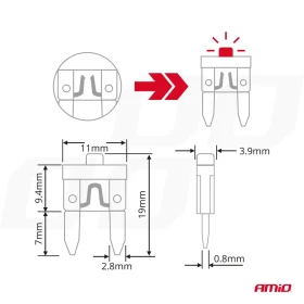 AMIO Autopoistky nožové mini s led diódou 10ks_thumb6