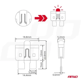 AMIO Autopoistky nožové štandard s led diódou 10ks_thumb6