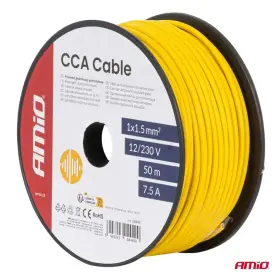 AMIO Jednožilový vodič reproduktora CCA 1x1.5mm2 50m 7.5A 12/230V žltý_thumb5