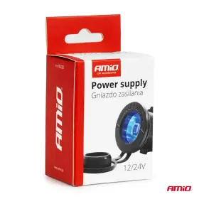 AMIO Zásuvka do zapaľovača auta s modrým LED podsvietením 12/24V vodotesná_thumb5