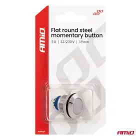 AMIO Momentové tlačidlo ploché okrúhle oceľové 19 mm 5 A 12/230 V_thumb7