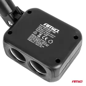 AMIO Predlžovacia zásuvka 2x USB-A 1x USB-C 12/24V 100W 180°_thumb5