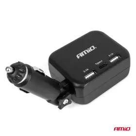 AMIO Predlžovacia zásuvka 2x USB-A 1x USB-C 12/24V 100W 180°_thumb4