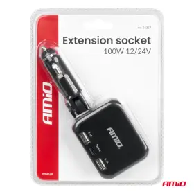 AMIO Predlžovacia zásuvka 2x USB-A 1x USB-C 12/24V 100W 180°_thumb8