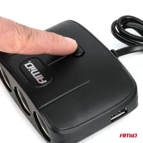 AMIO Predlžovacia zásuvka 2x USB-A ON/OFF 12/24V 100W 70cm_thumb4