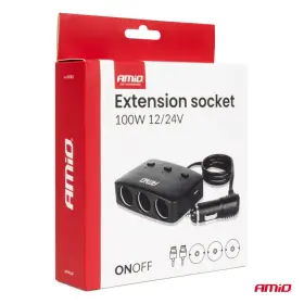 AMIO Predlžovacia zásuvka 2x USB-A ON/OFF LED 12/24V 100W 70cm_thumb8
