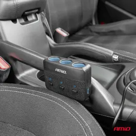 AMIO Predlžovacia zásuvka 2x USB-A ON/OFF LED 12/24V 100W 70cm_thumb5