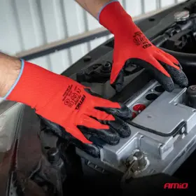 AMIO Polyesterové ochranné rukavice potiahnuté latexom veľkosť 9 trieda 2121X 2ks_thumb4