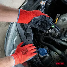 AMIO Polyesterové ochranné rukavice potiahnuté latexom veľkosť 11 trieda 2121X 2ks_thumb5