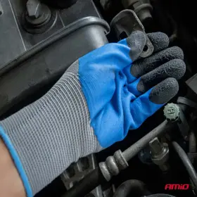 AMIO Polyesterové ochranné rukavice potiahnuté latexovou penou 3/4 povrchu veľkosť 11 trieda 3131X 2 páry_thumb4