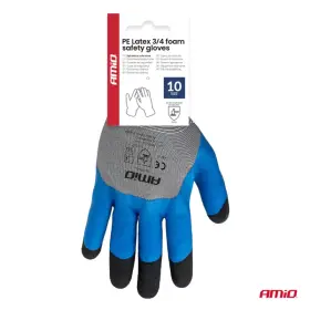 AMIO Polyesterové ochranné rukavice potiahnuté latexovou penou 3/4 povrchu veľkosť 9 trieda 3131X 2 páry_thumb9