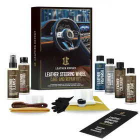 LEATHER EXPERT Leather Steering Wheel Care Matte - Sada na renováciu a údržbu volantu čierna matná