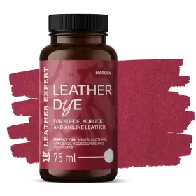 LEATHER EXPERT Leather Dye Maroon - Farbivo na semiš a nubuk vínovo červené 75ml