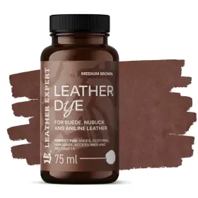 LEATHER EXPERT Leather Dye Medium Brown - Farbivo na semiš a nubuk stredne hnedé 75ml