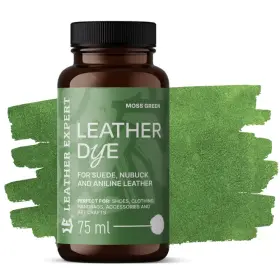 LEATHER EXPERT Leather Dye Moss Green - Farbivo na semiš a nubuk machovo zelené 75ml