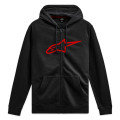 mikina AGELESS ZIP HOODIE 3, ALPINESTARS (čierna/červená, veľ. S)