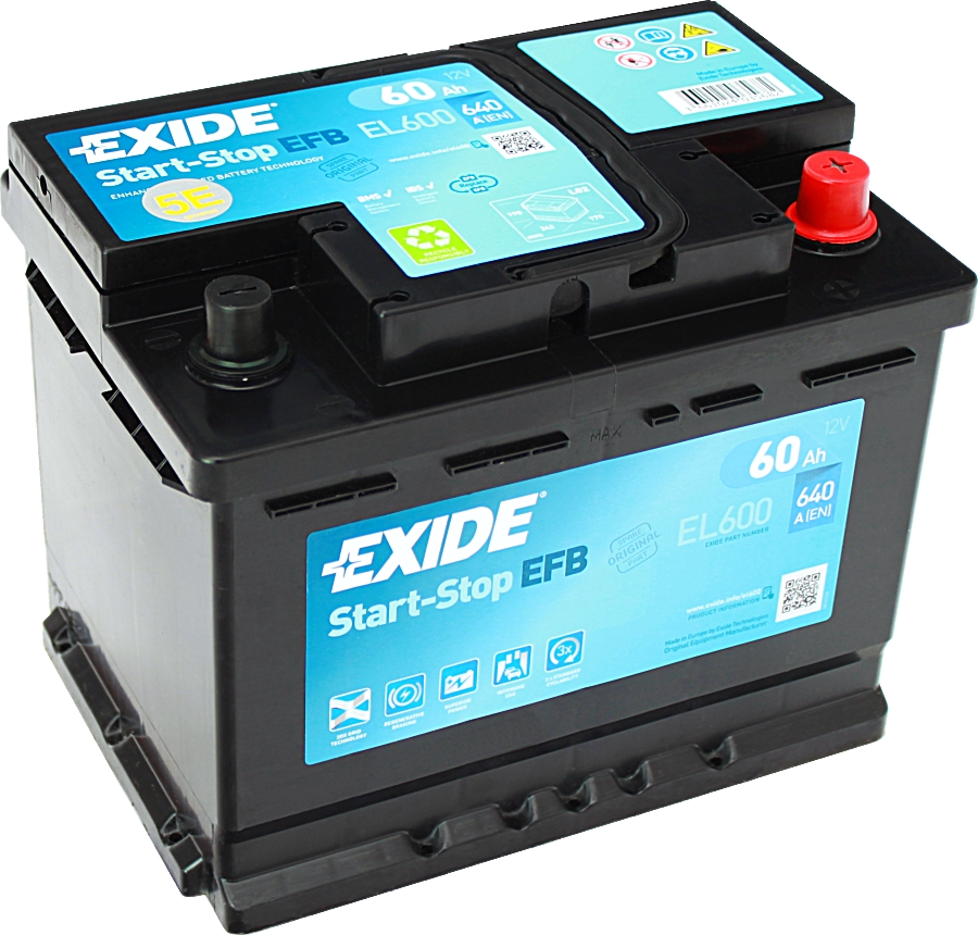 Exide Start-Stop EFB 12V 60Ah 640A EL600 :: Filtre, Oleje,mazivá ...